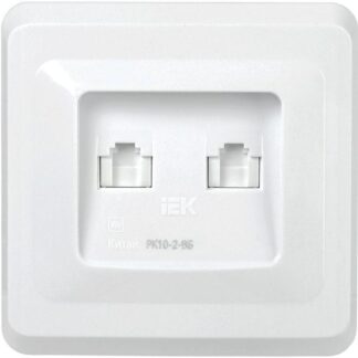 Розетка компьютерная 2-м Вега RJ45 кат.5E РК10-2-ВБ бел. IEK EKV25-K01-DM