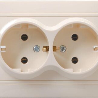 Розетка 2-м СП Кварта РС12-3-Км 16А IP20 с заземл. без защ. шторок керамика крем. IEK ERK21-K33-16-K