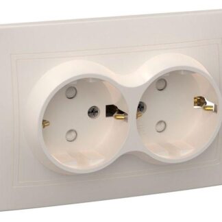 Розетка 2-м СП Кварта РСш12-3-Км 16А IP20 с заземл. защ. шторки керамика крем. IEK ERK24-K33-16-K
