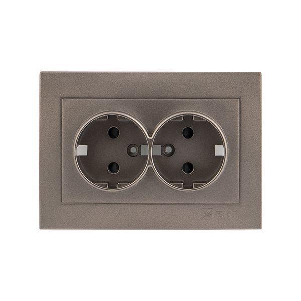 Панель лицевая Валенсия для розетки 2-м 16А защ. шторки с заземл. графит PROxima EKF ESR16-L-128-60