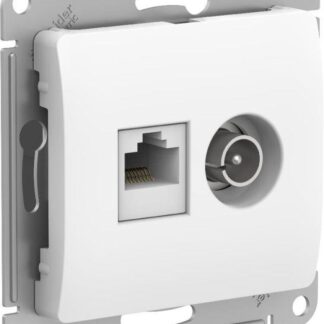 Розетка компьютерная + телевизионная 2-м Glossa RJ45 кат.5E + TV механизм бел. SE GSL000189
