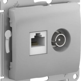 Розетка компьютерная + телевизионная 2-м Glossa RJ45 кат.5E + TV механизм алюм. SE GSL000389