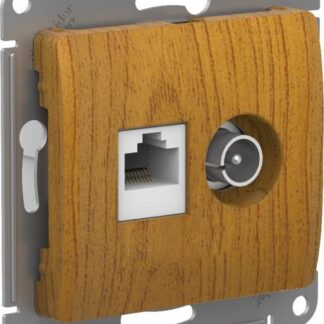 Розетка компьютерная + телевизионная 2-м Glossa RJ45 кат.5E + TV механизм дерево дуб SE GSL000589