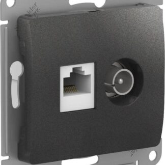 Розетка компьютерная + телевизионная 2-м Glossa RJ45 кат.5E + TV механизм антрацит SE GSL000789