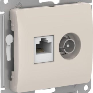 Розетка компьютерная + телевизионная 2-м Glossa RJ45 кат.5E + TV механизм молочн. SE GSL000989