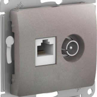 Розетка компьютерная + телевизионная 2-м Glossa RJ45 кат.5E + TV механизм платина SE GSL001289