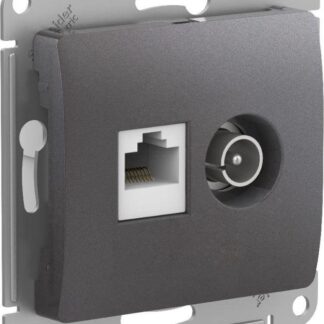 Розетка компьютерная + телевизионная 2-м Glossa RJ45 кат.5E + TV механизм графит SE GSL001389