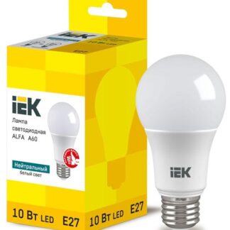 Лампа светодиодная Alfa 10Вт A60 грушевидная 4000К нейтр. бел. E27 230В IEK LLA-A60-10-230-40-E27