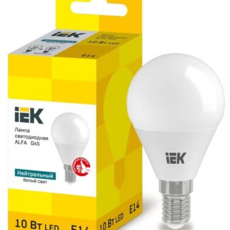 Лампа светодиодная Alfa 10Вт G45 шар 4000К нейтр. бел. E14 230В IEK LLA-G45-10-230-40-E14