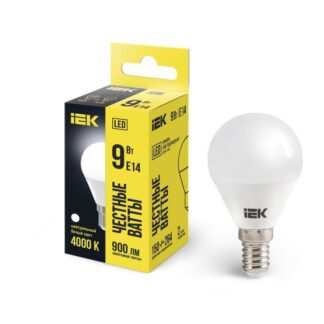 Лампа светодиодная G45 9Вт шар 4000К нейтр. бел. E14 230В IEK LLE-G45-9-230-40-E14