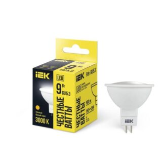 Лампа светодиодная MR16 софит 9Вт 230В 3000К GU5.3 IEK LLE-MR16-9-230-30-GU5