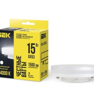 Лампа светодиодная 15Вт T75 таблетка 4000К нейтр. бел. GX53 230В IEK LLE-T80-15-230-40-GX53