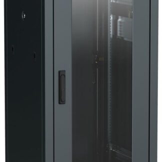 Шкаф сетевой 19дюйм LINEA N 24U 600х600мм стеклянная передняя дверь задняя металлическая черн. ITK LN05-24U66-GM