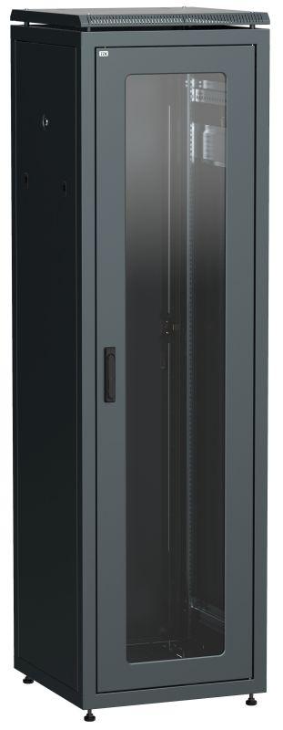 Шкаф сетевой 19дюйм LINEA N 42U 600х600мм стеклянная передняя дверь задняя металлическая черн. ITK LN05-42U66-GM