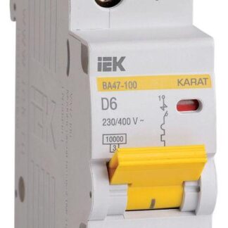 Выключатель автоматический модульный 1п D 6А 10кА ВА47-100 KARAT IEK MVA40-1-006-D