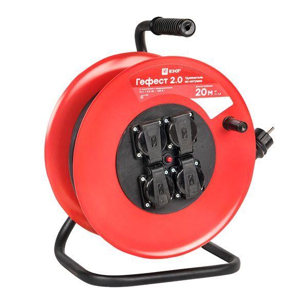 Удлинитель на катушке 4х20м с заземл. 16А IP44 Гефест 2.0 3.5кВт КГ 3х2.5 с предохранителем PROxima EKF UKG02-16-R325...