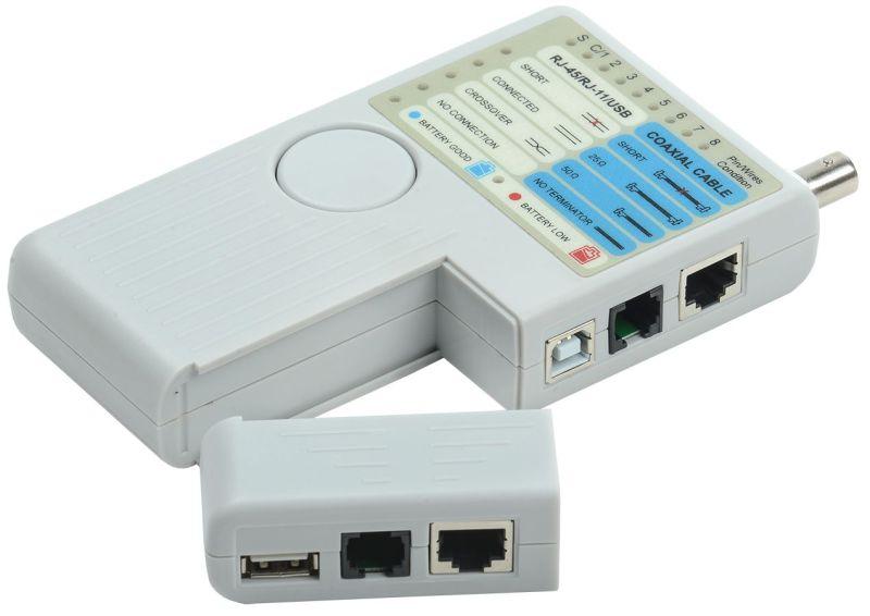 Тестер для витой пары 4в1 RJ45/RJ11/BNC/USB с элем. пит. ITK WH3468