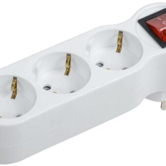 Разветвитель 3-м 16А IP20 Т-01/03В 2P+PE с выкл. бел. IEK WTP10-16-03-ZK-K01