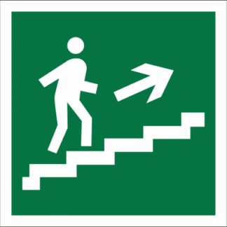 Знак безопасности BL-3517.E15"Напр. к эвакуац. выходу по лестн. вверх (прав.)" Белый свет a12973