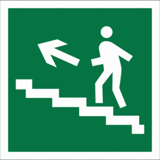Знак безопасности BL-2010B.E16"Напр. к эвакуац. выходу по лестн. вверх (лев)" Белый свет a15040