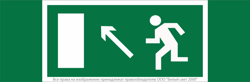 Знак безопасности NPU-3413.E06"Напр. к эвакуационному выходу налево вверх" Белый свет a16517