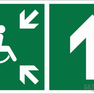 Знак безопасности BL-2010B.E77"Напр.движ. к пункту сбора(безоп.зоне)МГН прямо" Белый свет a19723