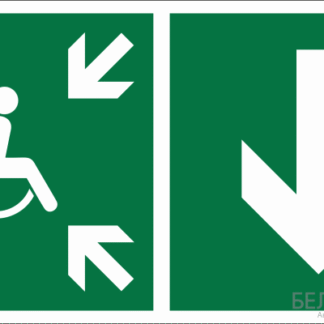 Знак безопасности BL-2010B.E78"Указ. двери пункта сбора(безоп.зоны)МГН(прав.)" Белый свет a19724