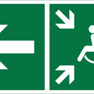 Знак безопасности NPU-2714.E75"Напр. движ. к пункту сбора(безоп.зоне)МГН налево" Белый свет a20333