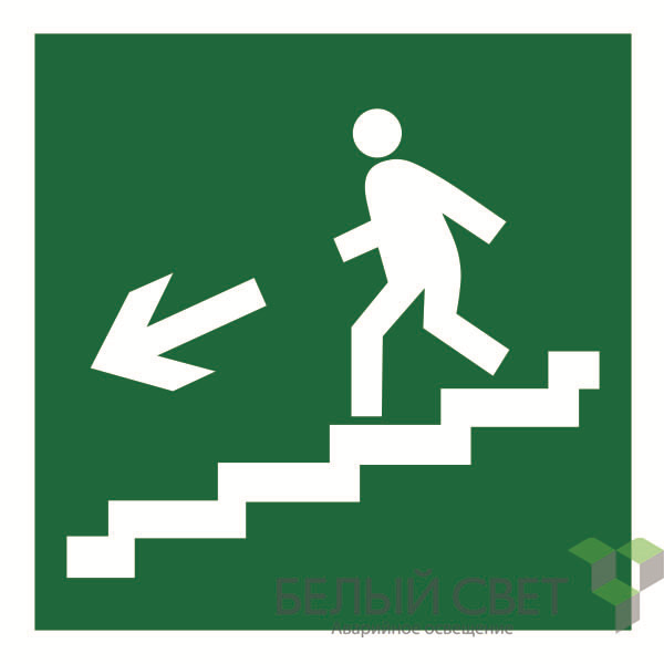 Знак безопасности BL-2020B.E14"Напр. к эвакуац. выходу по лестн. вниз (лев.)" Белый свет a21287
