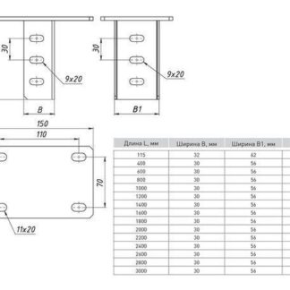Кронштейн потолочный одинарный 400мм HDZ EKF kp400