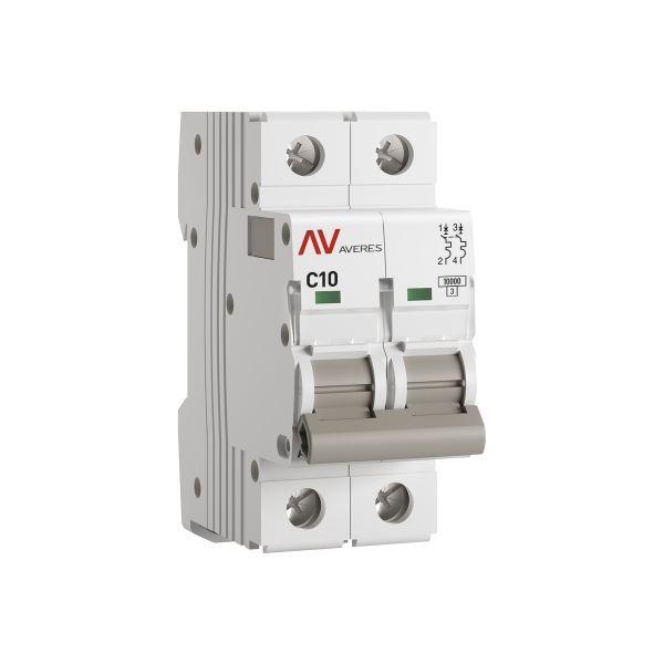 Выключатель автоматический модульный 2п C 10А 10кА AV-10 AVERES EKF mcb10-2-10C-av