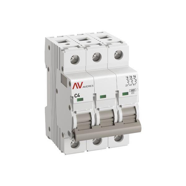 Выключатель автоматический модульный 3п C 4А 10кА AV-10 AVERES EKF mcb10-3-04C-av
