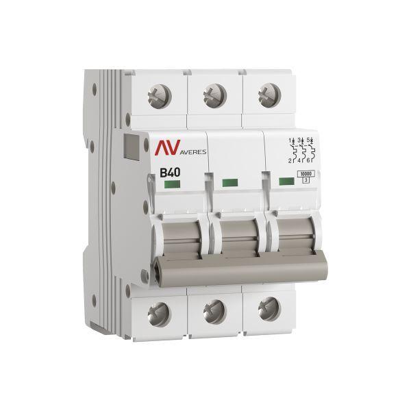 Выключатель автоматический модульный 3п B 40А 10кА AV-10 AVERES EKF mcb10-3-40B-av