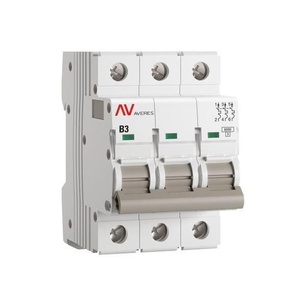Выключатель автоматический модульный 3п B 3А 6кА AV-6 AVERES EKF mcb6-3-03B-av