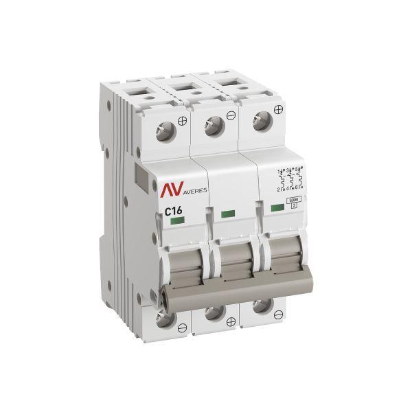 Выключатель автоматический модульный 3п C 16А 6кА AV-6 AVERES EKF mcb6-DC-3-16C-av