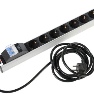 Блок розеток Rem-16 R-16-7S-A-440-3 16А 7хSchuko 19дюйм с автомат. шнур 3м алюм. Rem 1361983