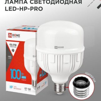 Лампа светодиодная LED-HP-PRO 100Вт грушевидная 6500К холод. бел. E27 9500лм 150-275В с адаптером E40 бел. IN HOME 46...