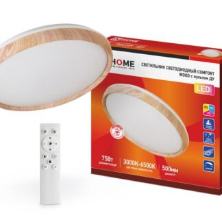 Светильник светодиодный COMFORT WOOD 75Вт 3000-6500К 6000лм 230В 490х90мм с пультом ДУ IN HOME 4690612035758
