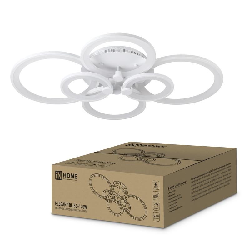 Светильник светодиодный ELEGANT BLISS-120W 120Вт 3000-4000-6500К 8400лм 230В 780х550х130мм с пультом ДУ IN HOME 46906...