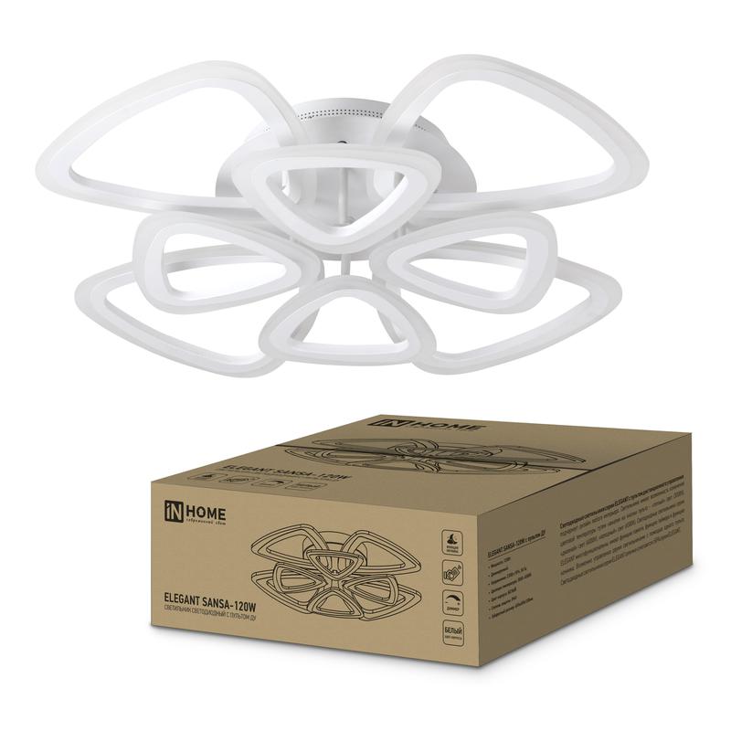 Светильник светодиодный ELEGANT SANSA-120W 120Вт 3000-4000-6500К 8400лм 230В 650х650х130мм с пультом ДУ IN HOME 46906...