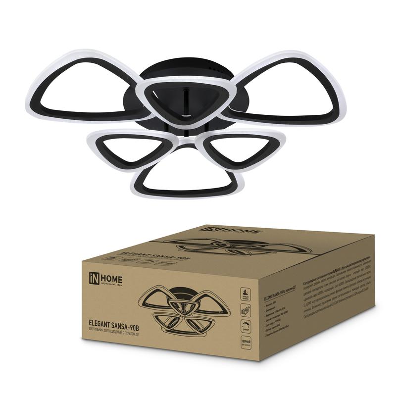 Светильник светодиодный ELEGANT SANSA-90В 90Вт 3000-4000-6500К 7000лм 230В 650х650х130мм с пультом ДУ IN HOME 4690612...