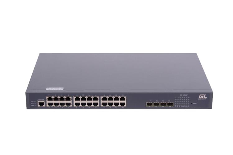 Коммутатор управляемый L2 POE 24 BASE-TX 10/1001000Мбит/с POE 4 1/10G SFP+1 Console 1U 19дюйм 220В 400Вт NIKOMAX GL-S...