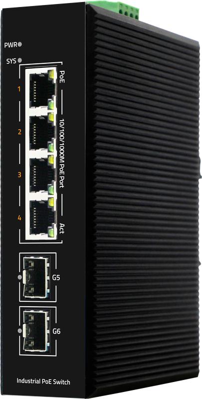 Коммутатор промышленный L2 уровня на 4 порта 10/100/1000M PoE с поддержкой IEEE802.3 af/at/BT 90Вт 2-гигабитных порта...