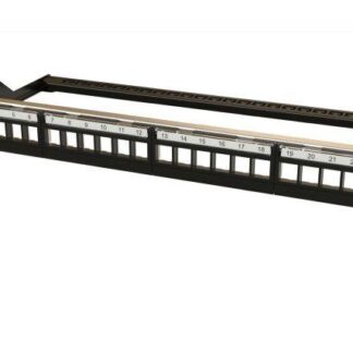 Патч-панель модульная 19дюйм 24 порта 4 съемные панели по 6модулей 1U для неэкранированных модулей с задним кабельным...