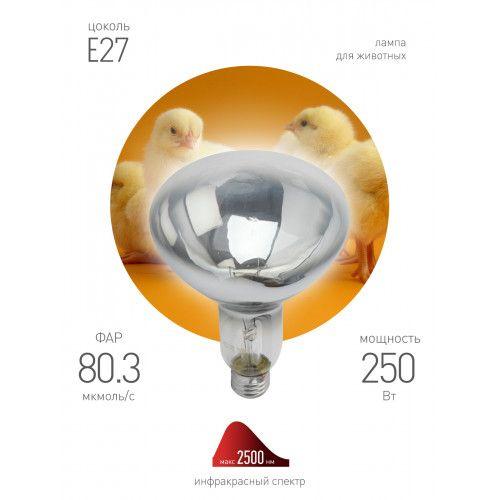 Излучатель тепловой (лампа инфракрасная) ИКЗ 220-250 R127 250Вт E27 IP20 КЭЛЗ Б0042991