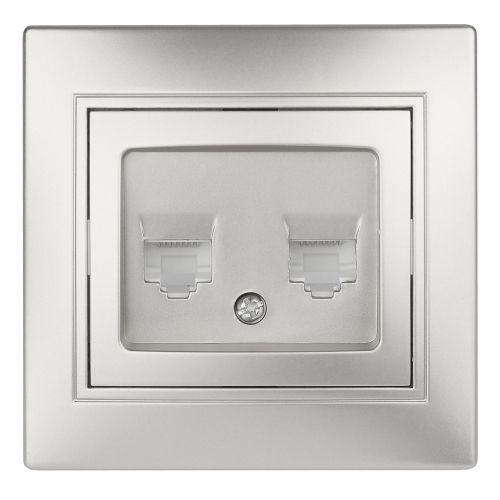 Розетка компьютерная 2-м СП Plano RJ45 алюм. 1-304-03 Intro Б0043243