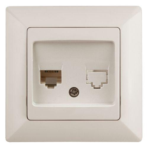 Розетка компьютерная 1-м СП Solo 4-303-02 RJ45 сл.кость Intro Б0043383