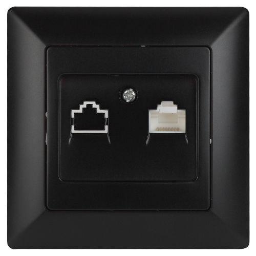 Розетка компьютерная 1-м СП Solo 4-303-05 RJ45 антрацит Intro Б0043386