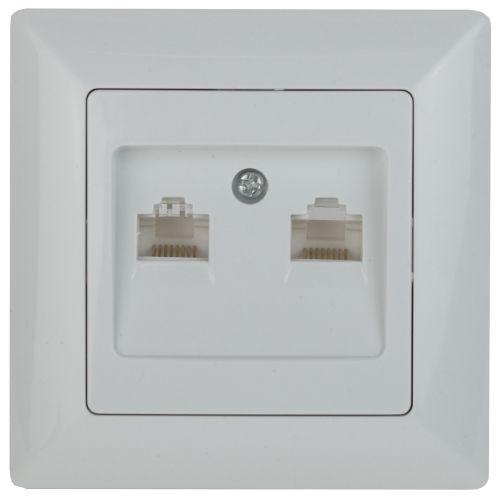 Розетка компьютерная 2-м СП Solo 4-304-01 RJ45 бел. Intro Б0043389