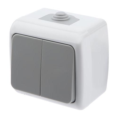 Выключатель 2-кл. ОП 10А 250В IP54 сер. Atlantic 5-104-03 Intro Б0050943